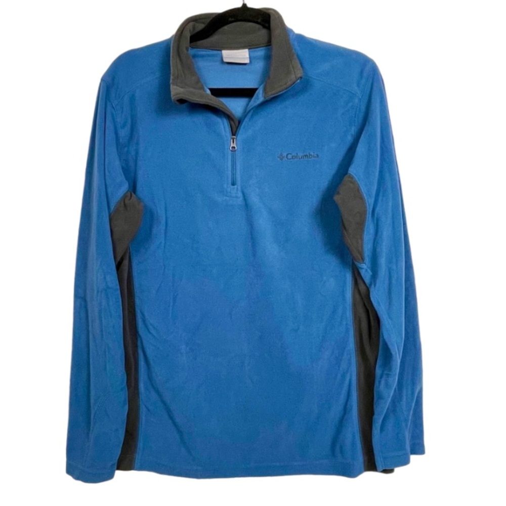 Columbia Blue and Gray Fleece Quarter Zip Fleece Pullover, Size Small